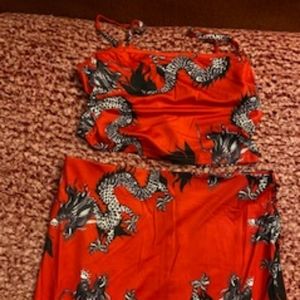 Red 2piece skirt set Medium